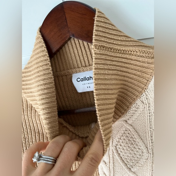 NWT Callahan Tess Turtleneck Color Block Nude Comfy Layering Cable Knit Dress - Picture 5 of 8